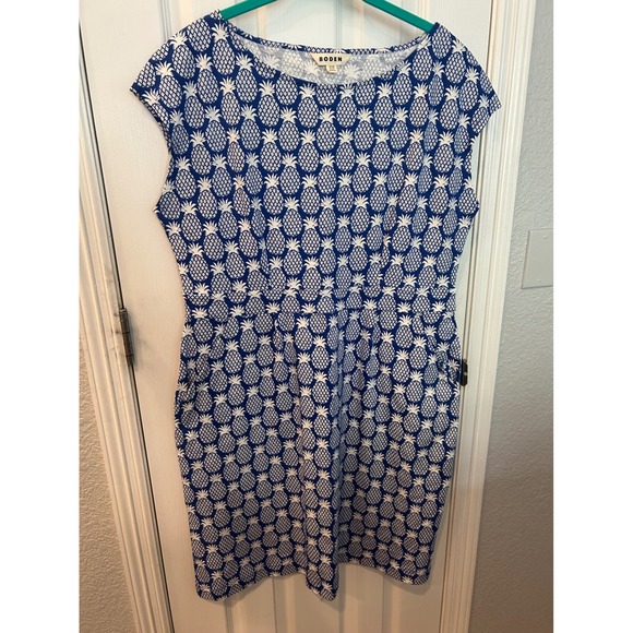 Boden Dresses & Skirts - Boden Dress Blue Pineapple Print Cotton Sleeveless Pockets Summer Casual 14R
